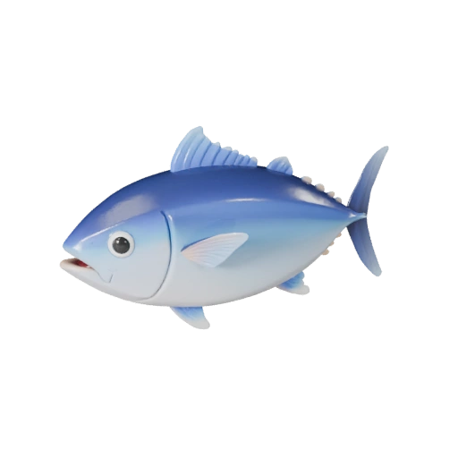 Modello 3D Tonno Cartone Animato - Asset Stilizzato per Animazione | Royalty-Free