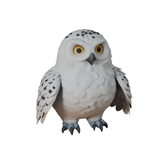 Cartoon Schneeeule 3D Modell - Stilisierte Asset für Animation | PBR