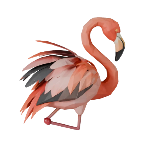 Modelo 3D de Flamenco Poligonal Bajo - Asset de Juego para Unity con FBX | PBR