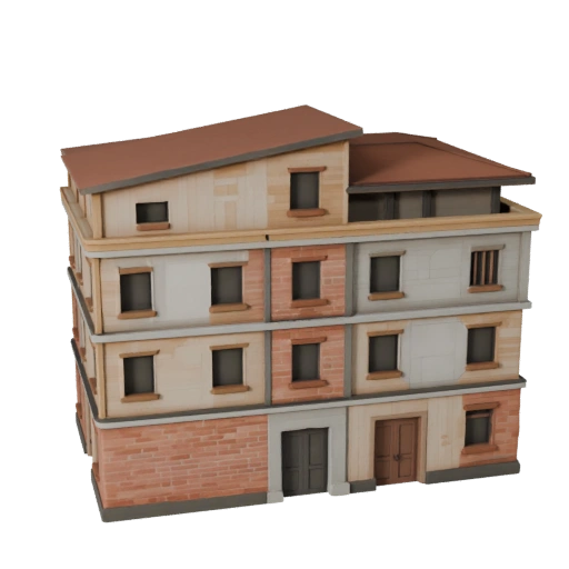 Modello 3D Casa Mediterranea Stilizzata - Asset di Gioco