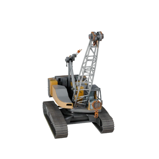 Modelo 3D de Grúa sobre Orugas para Unity - Activo de Juego Poligonal Bajo