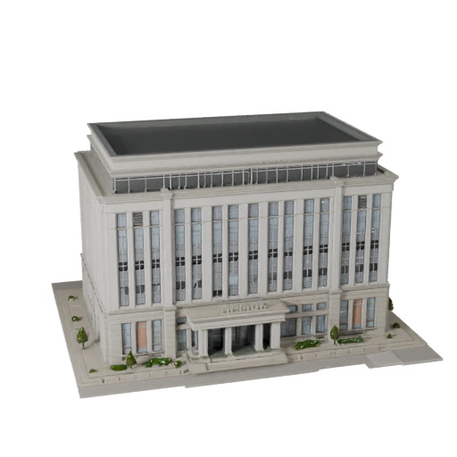 Edificio de Teatro Poligonal Bajo 3D para Activo de Juego en Tiempo Real