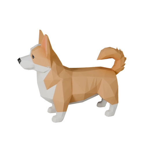 Modelo 3D Perro Corgi Poligonal Bajo - Activo de Juego para Unity con FBX | PBR