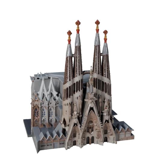 Modelo 3D Estilizado de la Sagrada Familia - Activo para Videojuegos de Arquitectura
