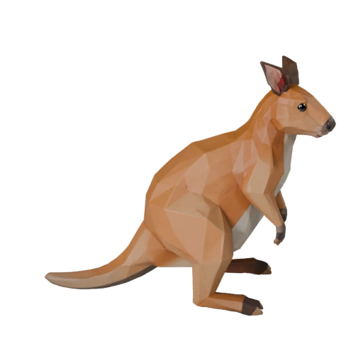 Modelo 3D de Wallaby Poligonal Bajo - Asset de Juego para Unity con FBX | Libre de Regalías