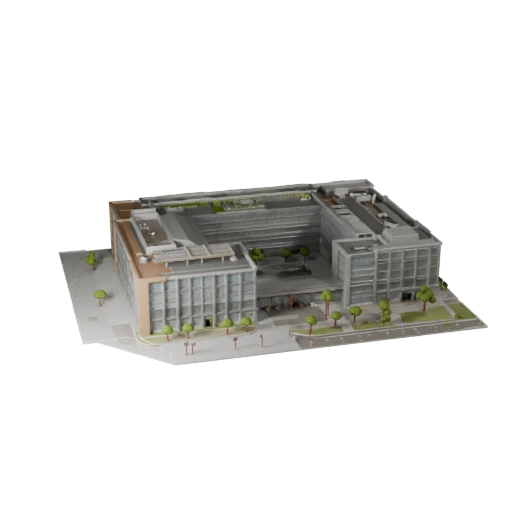 Low Poly Tech Campus Büro 3D Modell für Spiele & VR