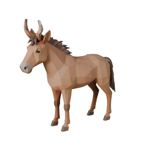 Low Poly Maultier 3D Modell - Unity Game Asset mit FBX | Lizenzfrei