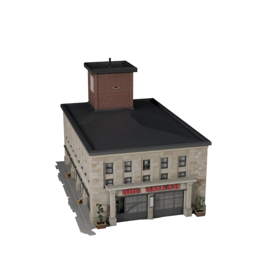 Estación de Bomberos Modelo 3D para Blender - Recurso de Render para Arquitectura