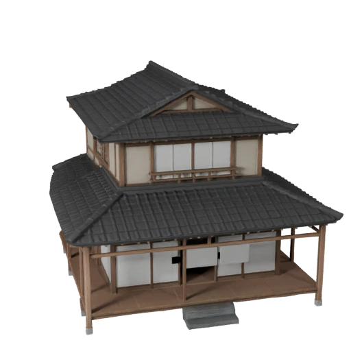 Modelo 3D de Casa Japonesa - Activo Realista de Archviz para Arquitectura