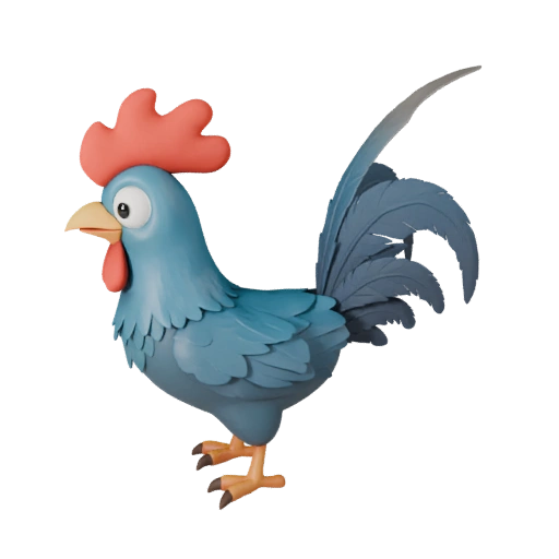 Modèle 3D de Coq Dessin Animé - Actif Stylisé pour Animation | PBR
