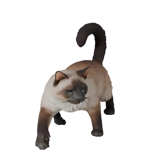Modelo 3D Gato Birmanês de Alto Poligonagem - Ativo STL Detalhado para Impressão