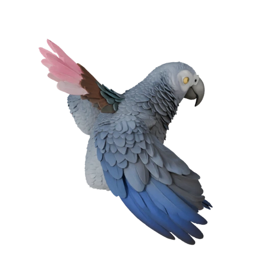 Modelo 3D Loro Gris Africano para Blender - Asset PBR con Texturas