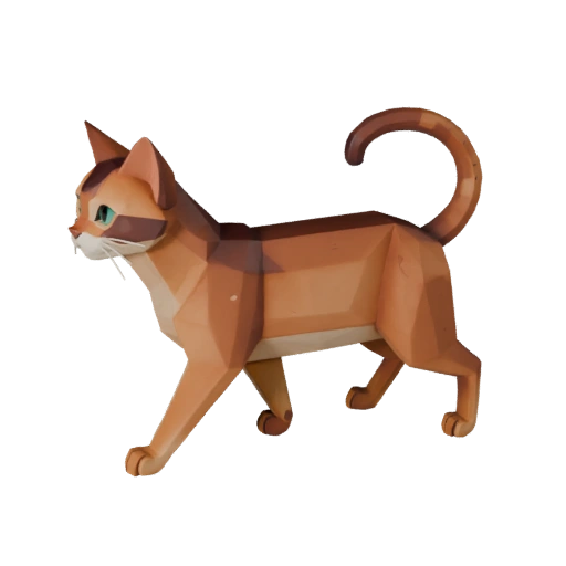 Low Poly Abessinier Katze 3D Modell - Unity Game Asset mit FBX