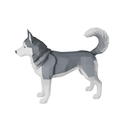 Modello 3D Cane Siberiano Husky Low Poly - Asset di Gioco Unity con FBX