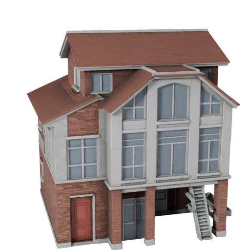 Modelo 3D de Casa Geminada para Unity - Ativo de Jogo para Arquitetura