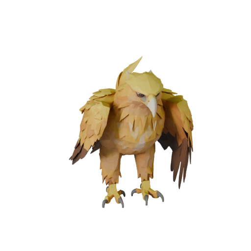 Low Poly Golden Eagle 3D Model - Unity Game Asset with FBX