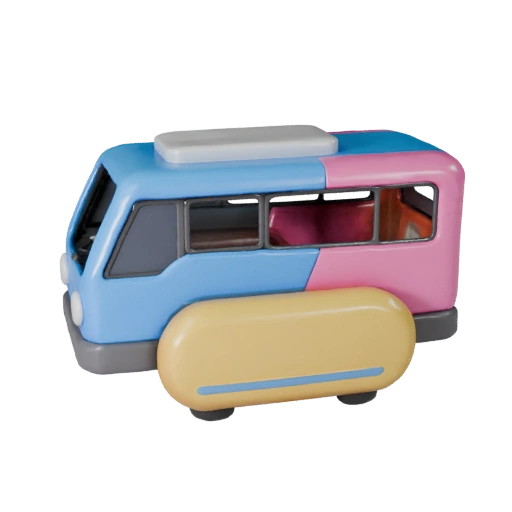Autobus Volante 3D Model - Asset Low Poly Stilizzato Pronto per il Gioco