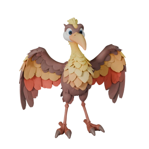 Modèle 3D de Grue Dessin Animé - Asset Stylisé pour Animation | Libre de Droits