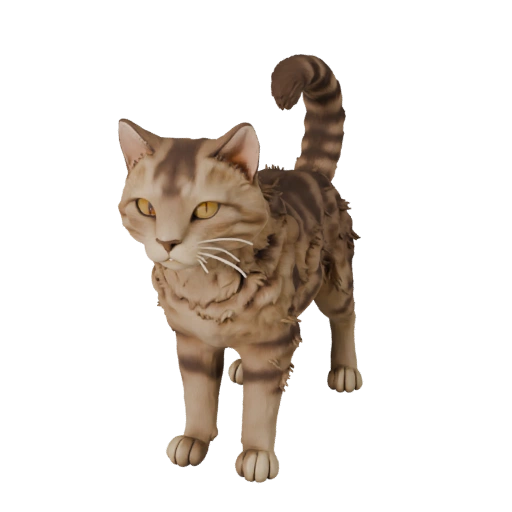 Hohe Poly Katze 3D-Modell - Detailliertes STL-Asset für den Druck | PBR