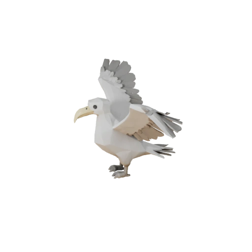 Low Poly Albatros 3D Modell - Unity Game Asset mit FBX | PBR