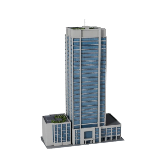 Torre Financeira Imprimível STL Modelo 3D - Asset de Escala