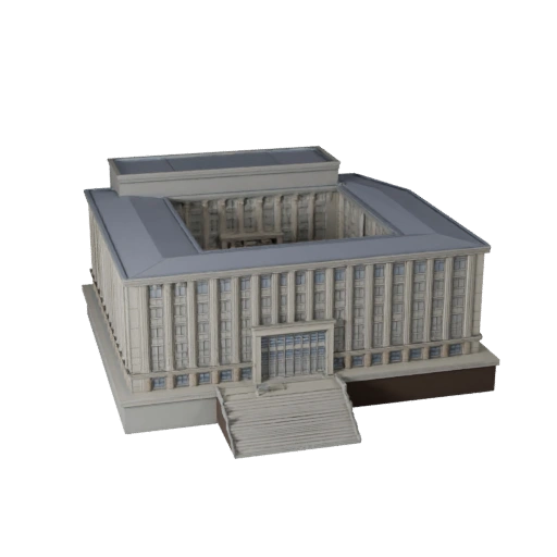 Druckbare Bibliotheksgebäude STL 3D-Modell - Maßstabsgetreues Asset