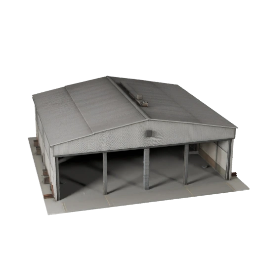 Modelo 3D de Hangar de Aeronave para Unity - Ativo de Jogo para Arquitetura