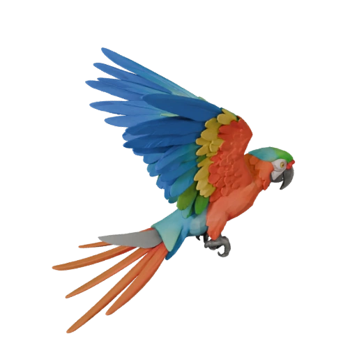 Modello 3D Pappagallo Ara High Poly - Asset STL Dettagliato per la Stampa