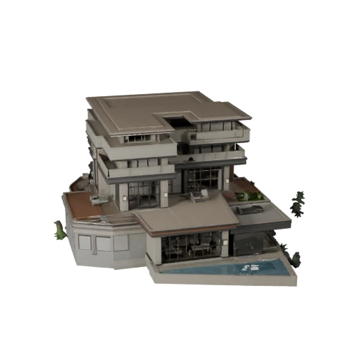 Moradia de Luxo de Alta Poligonagem 3D para Visualização de Arquitetura