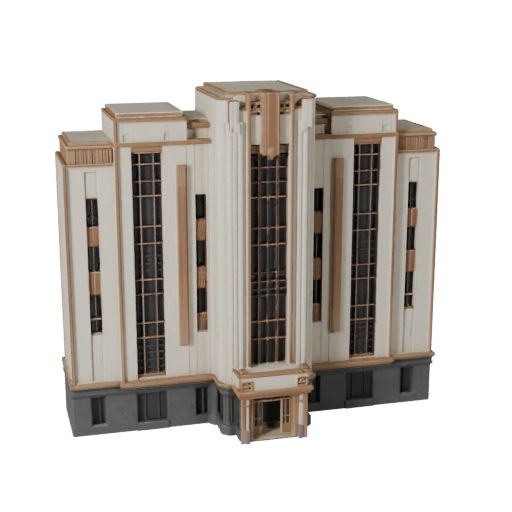 Druckbare Art Deco Fassade STL 3D-Modell - Maßstabsgetreues Asset