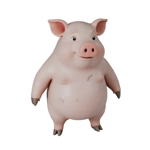 Cartoon Schwein 3D Modell - Stilisierte Asset für Animation | Lizenzfrei