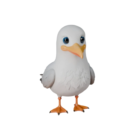 Modello 3D Gabbiano Cartone Animato - Asset Stilizzato per Animazione | PBR