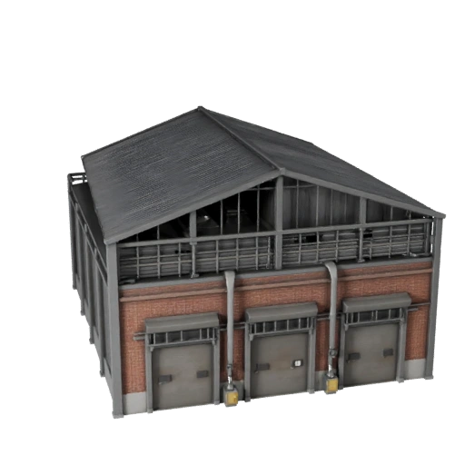 Modèle 3D d'Usine de Fabrication Low Poly pour Jeux et RV