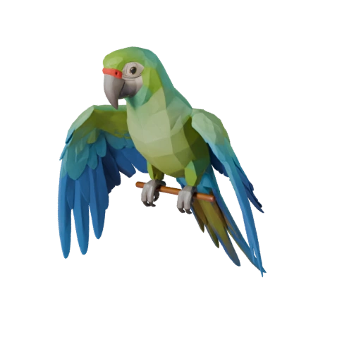 Modello 3D Pappagallo Ara Low Poly - Asset Unity con FBX