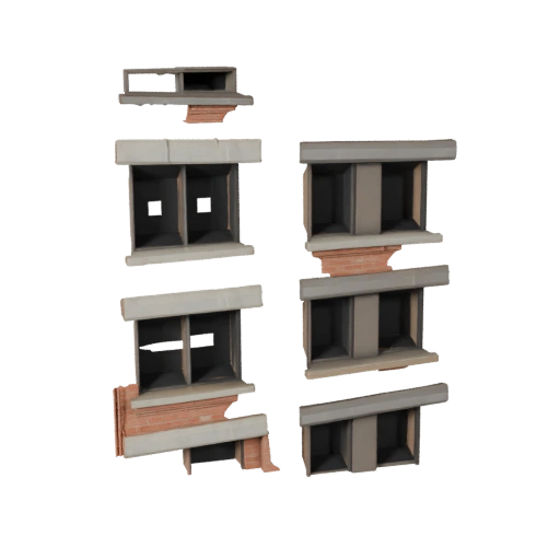 Modello 3D Facciata in Mattone Low Poly per Giochi in Tempo Reale e VR