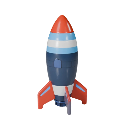 Modello 3D di Razzo Cartone Animato per Giochi Stilizzati Asset PBR