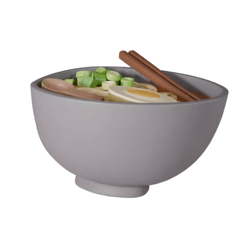 Modello 3D Ciotola di Ramen per Motori di Gioco Casual