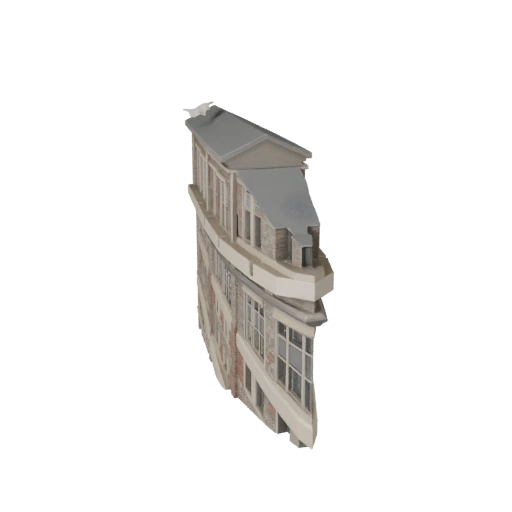 Modello 3D Facciata in Pietra Low Poly per Giochi in Tempo Reale e VR