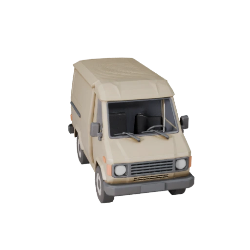 Modèle 3D de camionnette de livraison vintage low poly pour Unity et Unreal