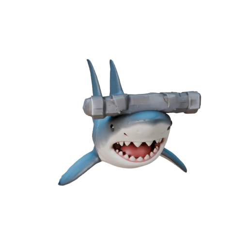 Modelo 3D de Tiburón Martillo Caricatura - Activo Estilizado para Animación