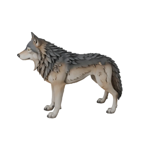 Hohes Poly Wolf 3D Modell - Detailliertes STL-Asset für den Druck | PBR
