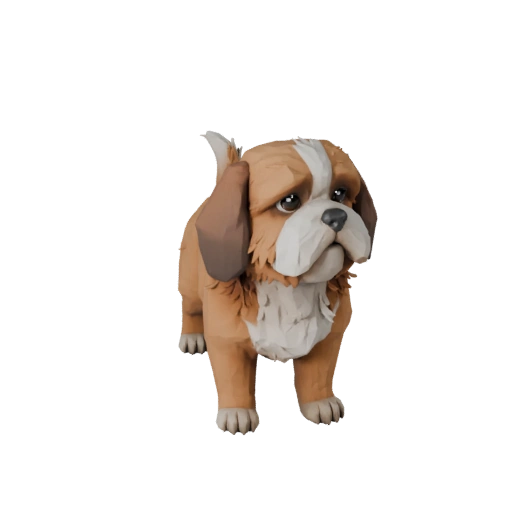 Modelo 3D Perro Shih Tzu Poligonal Bajo - Asset de Juego para Unity con FBX