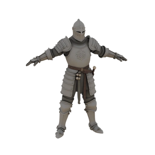 Середньовічний воїн у Т-позі в обладунках. Без підставки та поля для ніг. у персонажа