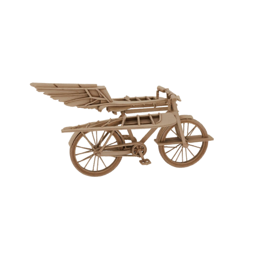 совместить велосипед и крылья Леонардо да Винчи летательный аппарат  из дерева и фанеры
